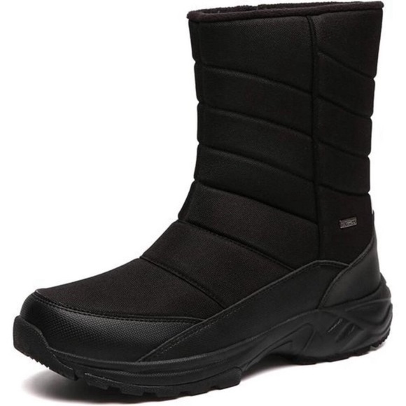 Men's Winter Mid-Calf Snow Boot Fur Warm Waterproof Slip On Outdoor Athletic